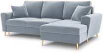 Kampinė sofa Micadoni Home Moghan Velvet 4 Seats, žydra sp., dešininė, 241 x 145 cm x 88 cm