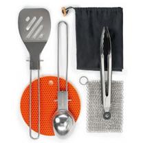 Rinkinys virtuvei GSI Outdoors Basecamp SS Chef Set, nerūdijantysis plienas/silikonas/polietileno tereftalatas (pet), 14 cm, sidabro sp./juoda sp./oranžinė sp.