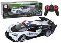 Radiovadāms policijas mašīna Lean Toys Ready To Run Racing, 1:12, balta krās./melna krās.