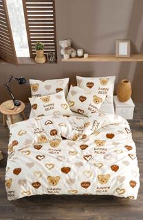 Patalynės užvalkalų komplektas Mijolnir Teddy Bear Heart 670TBH2228, balta sp./rožinė sp./rusva sp., 50 x 70 cm, 160 x 220 cm, 3 d.