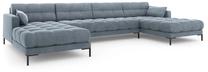 Sofa Micadoni Home Mamaia Velvet Panoramic, žydra sp., 383 x 185 cm x 75 cm