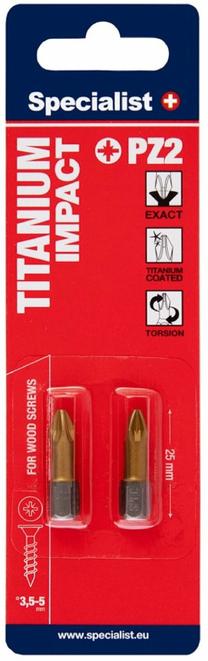 Atsuktuvų antgalių komplektas Specialist+ Titanium, PZ2, 25 mm