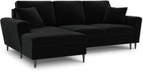 Kampinė sofa Micadoni Home Moghan Velvet 4 Seats, juoda sp., kairinė, 241 x 145 cm x 88 cm