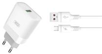 Telefono įkroviklis XO L63 QC + microUSB cable, 1 x Micro USB, balta sp.