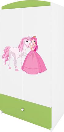Vaikiška spinta Kocot Kids Babydreams Princess & Horse, balta sp./žalia sp., 90 cm x 52 cm x 175.5 cm