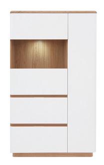 Vitrina Braga REG1D1W2S, ąžuolo sp./balta sp., 90 cm x 40 cm x 153 cm
