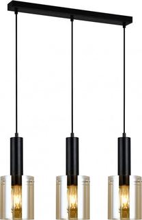 Valgusti rippuv Italux Sardo PND-5581-3-BK+AMB, E27, 3 x 40 W, läbipaistev v. / must v.