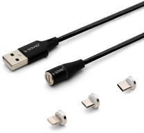 Kabelis Savio CL-152 USB 2.0, Lightning/Micro USB A/USB Type-C, 1 m, melna krās.