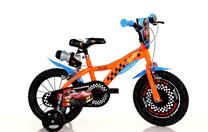 Vaikiškas dviratukas su papildomais ratukais, vaikų Dino Bikes Hot Wheels, mėlyna sp./juoda sp./oranžinė sp., 16"