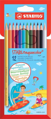 Spalvoti pieštukai Stabilo Aquacolor, 12 vnt.