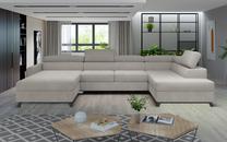 Kampinė sofa Josette Paros 02, šviesiai ruda sp., dešininė, 200 x 370 cm x 98 cm