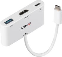 Adapteris Lindy USB-C - USB/USB-C/HDMI 43340 USB-C male, USB/USB-C/HDMI female, balta krās.