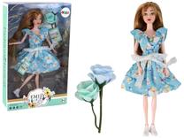 Кукла с аксессуарами Lean Toys Emily в синем платье с цветами, 30 см, Синий
