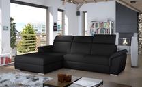 Kampinė sofa Trevisco Soft 11, juoda sp., kairinė, 212 x 272 cm x 100 cm