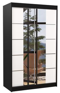 Spinta ADRK Genua 120, skaidri sp./balta sp./juoda sp., 58 cm x 120 cm x 200 cm, su veidrodžiu