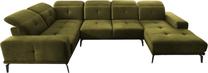 Kampinė sofa Neviro Nube 33, žalia sp., kairinė, 201 x 350 cm x 77 cm