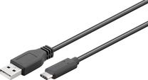 Vads Goobay USB A male, USB Type-C male, 1 m, melna krās.