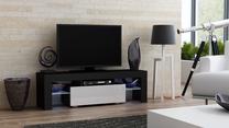 ТВ стол Pro Meble Milano 130, белый цв./черный цв., 130 см x 35 см x 45 см