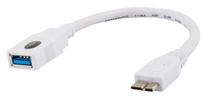 Adapteris Savio Micro USB B male, USB 3.0 female, 0.2 m, balta krās.