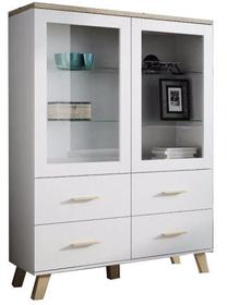 Vitrina Cama Meble Lotta, ąžuolo sp./balta sp., 120 cm x 45 cm x 160 cm