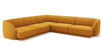 Kampinė sofa Micadoni Home Miley Velvet Symmetrical, geltona sp., 252 x 252 cm x 74 cm