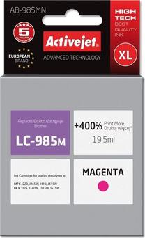 Rašalinio spausdintuvo kasetė ActiveJet Supreme ACJ AB-985M Brother LC985M, rožinė sp./violetinė sp., 19.5 ml