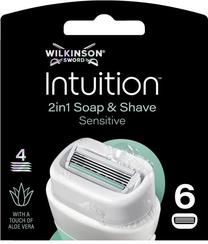 Сменные картриджи для бритв Wilkinson Sword Intuition 2in1 Soap & Shave Sensitive, 6 шт.
