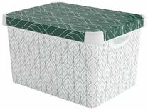 Daiktadėžė su dangčiu, daiktų saugojimo Curver Deco Stockholm, balta sp./žalia sp., 39.5 x 29.5 x 23.5 cm