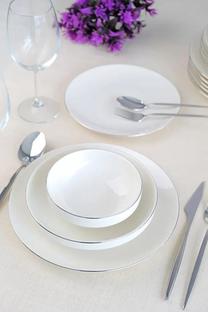 Pusdienu servīze Hermia 311MBL1110, porcelāna, balta krās./sudraba krās., 24 gab.