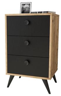 Naktinis staliukas Kalune Design VL68-232, juoda sp./pušies sp, 78.6 cm x 49 cm x 40 cm