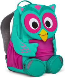 Bērnu mugursoma Affenzahn Large Friend Owl, zila krās./rozā krās., 31 cm x 12 cm x 20 cm