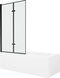 Vanna ar sieniņu, brīvi novietots Mexen Cubik Black Frame, 160 cm x 70 cm x 40 cm, taisnstūris, balta krās./melna krās.