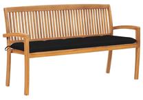 Lauko suoliukas VLX Solid Teak 3063328, ruda sp./juoda sp., 57.5 cm x 159 cm x 90 cm