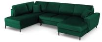 Sofa-lova Micadoni Home Moghan Velvet Panoramic, tamsiai žalia sp., kairinė, 313 x 194 cm x 88 cm