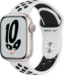 Умные часы Apple Watch Nike Series 7 GPS + Cellular, 41mm Starlight Aluminium Case with Pure Platinum/Black Nike Sport Band - Regular, бежевый цв.