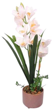 Dirbtinis augalas vazone, orchidėja Home4you Garden Queen, balta sp./žalia sp., 70 cm x 16 cm