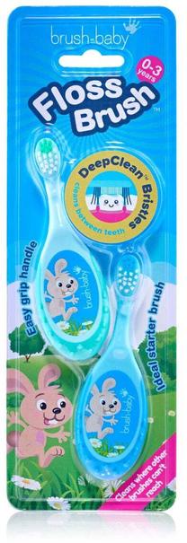 Zobu suku komplekts Brush-baby Floss, 0 mēn., 2 gab., zila krās.