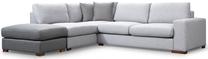 Kampinė sofa Hanah Home Loop 1, pilka sp./šviesiai pilka sp., kairinė, 266 x 95 cm x 85 cm