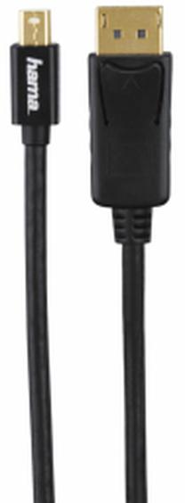 Kabelis Hama 185252H Mini DisplayPort Male - DisplayPort Male Mini Display port male, Display port male, 1.8 m, melna krās.