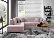 Kampinė sofa Pieretta Soro 61, rožinė sp., kairinė, 205 x 260 cm x 80 cm