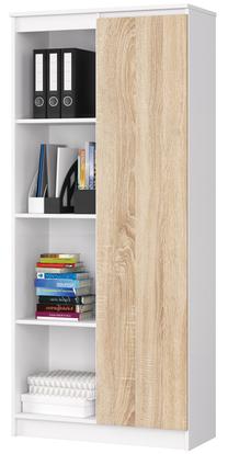 Biuro spinta Akord Furniture Factory R80 1D 4P CLP, balta sp./sonoma ąžuolo sp., 180 cm x 80 cm x 35 cm