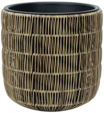 Gėlių vazonas Home4you Wicker 38092, plastikinis/metalas, Ø 35 cm, šviesiai ruda sp.
