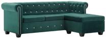 Kampinė sofa VLX Chesterfield 247151, žalia sp., 199 x 142 cm x 72 cm
