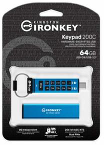 USB-накопитель Kingston IronKey IKKP200C/64GB, синий цв., 64 GB