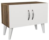 Naktinis staliukas Kalune Design Bellini v2, balta sp./riešuto sp., 55 cm x 70.3 cm x 37.1 cm