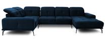 Kampinė sofa Neviro Lukso 40, tamsiai mėlyna sp., kairinė, 201 x 350 cm x 77 cm