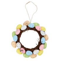Dekoratīvais kompozīcijas rīks Easter Wreath With Eggs, daudzkrāsaina