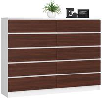 Stalčių blokai Akord K160 10SZ, balta sp./tamsiai ruda sp., 121 cm x 160 cm x 40 cm