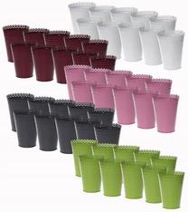 Puķu pods OTE Metal Pot Set OTE-LILLY-SET-50, metāls, 15 cm x 15 cm, Ø 15 cm, balts krās./bordo krās./pelēka krās., 50 gab.
