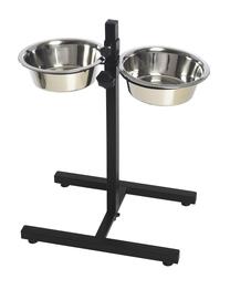 Stovas su dubenėliais šuniui Höppy H-BASE 5QT, 4.7 l, 0.50 cm x 0.50 cm, 2 vnt., sidabro sp.